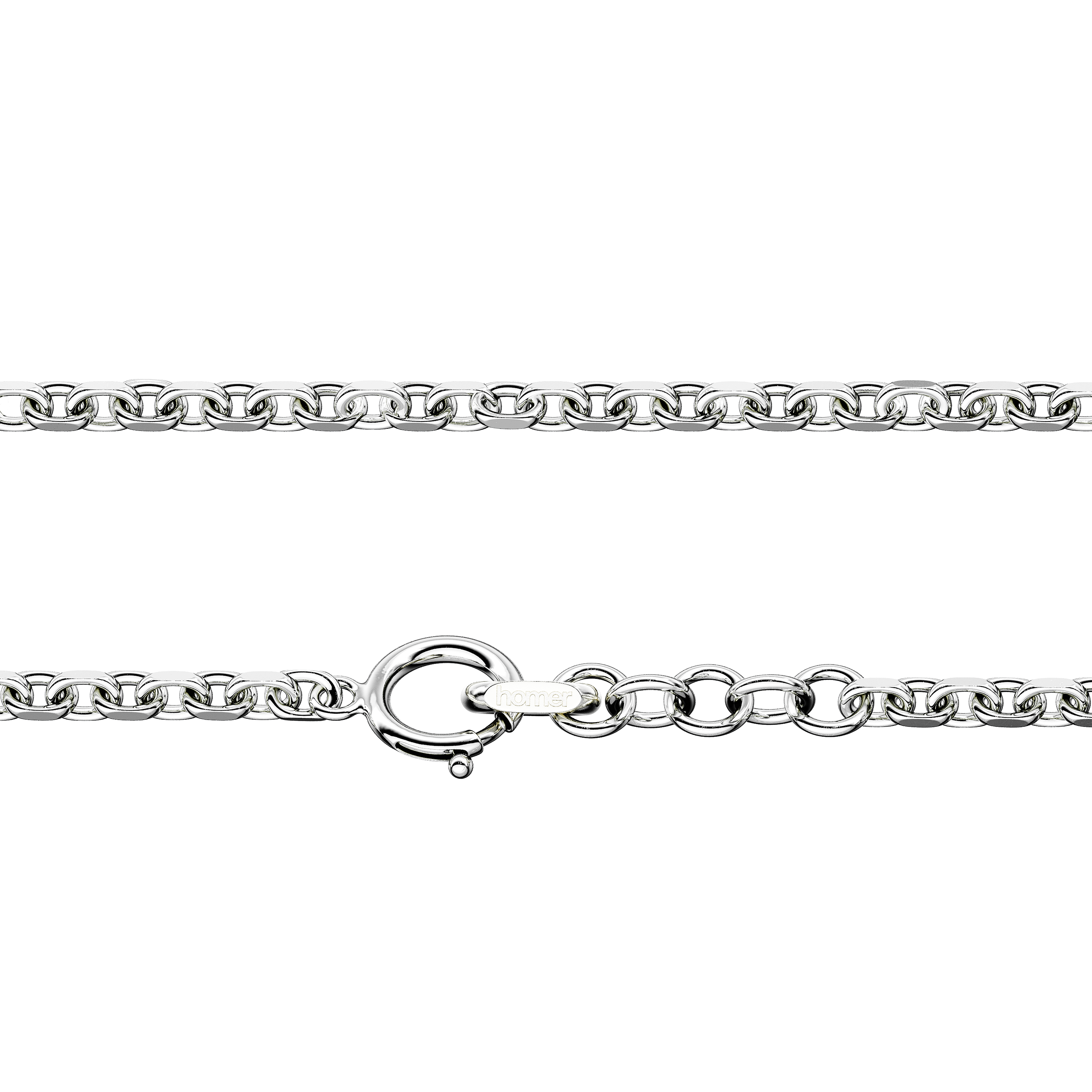A detail of Diamond Cut Trace Chain M in Silver